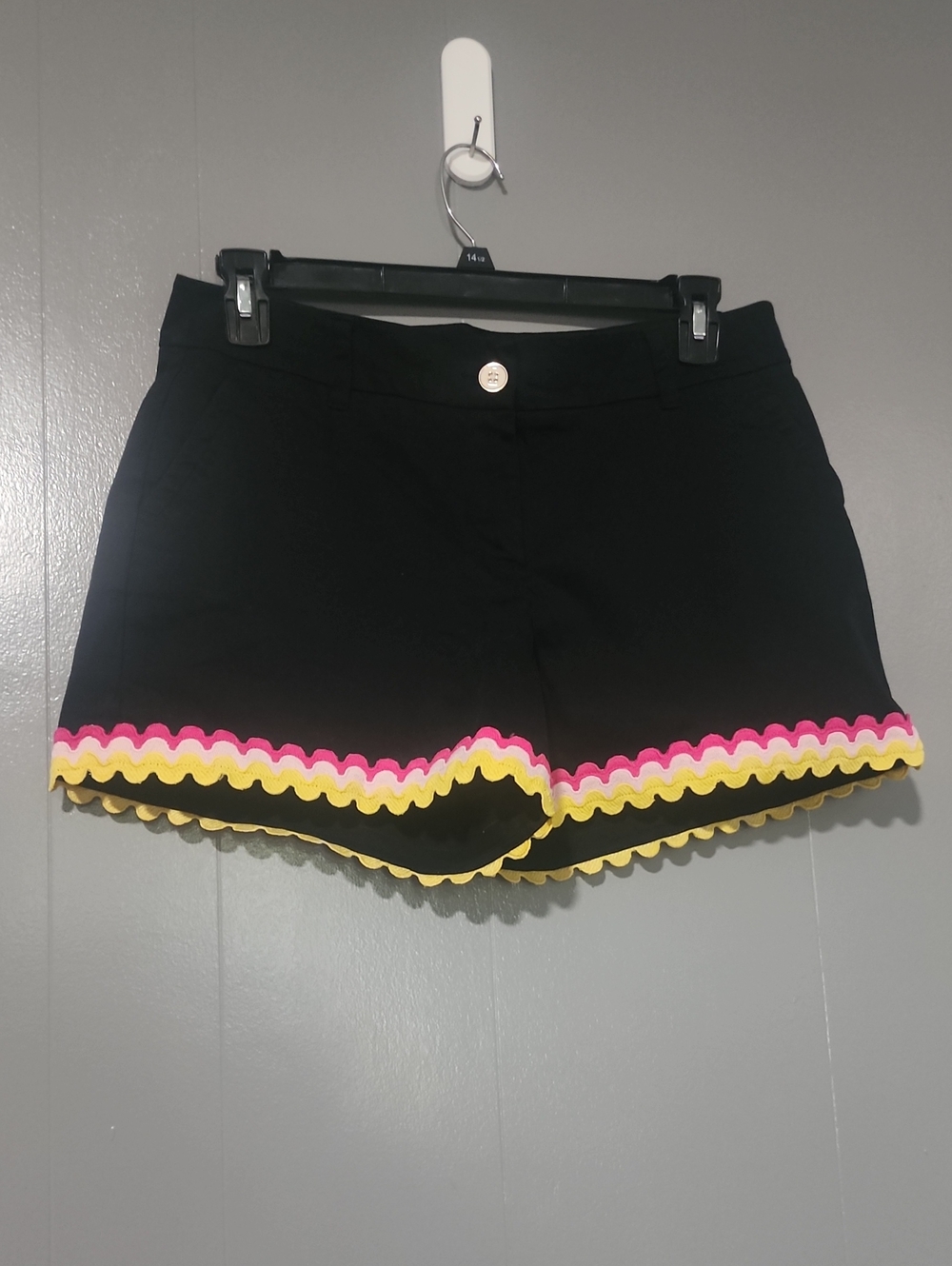 crown & ivy Black Shorts with Pink and Yellow Scallop Trim